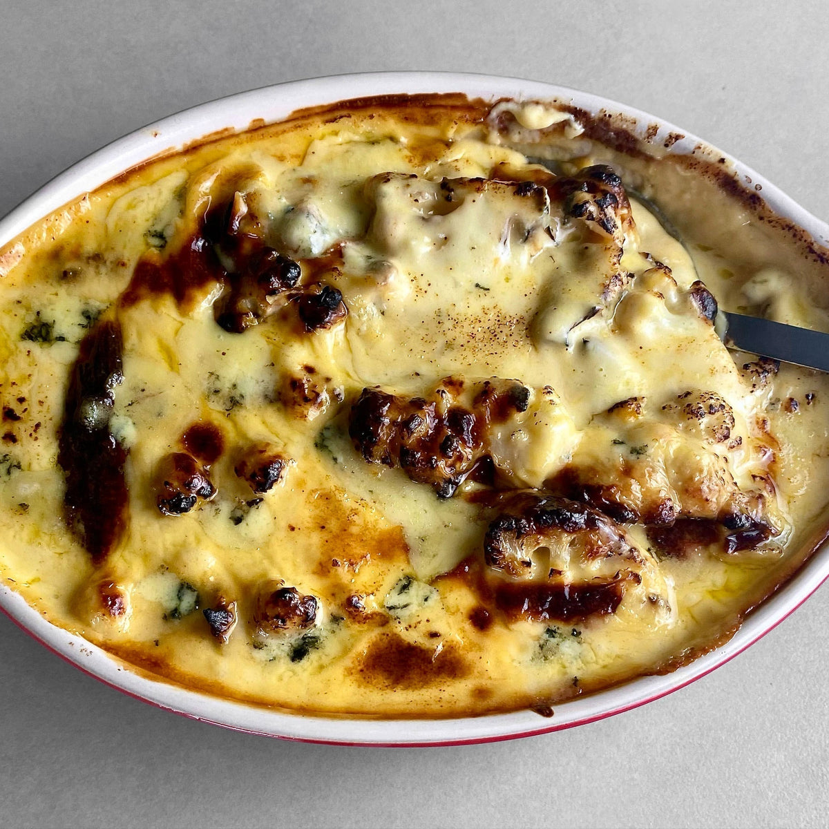 Cauliflower cheese with Old Winchester, Gruyere, Sparkenhoe, Red Leicester, Vintage Lincolnshire Poacher & Stichelton